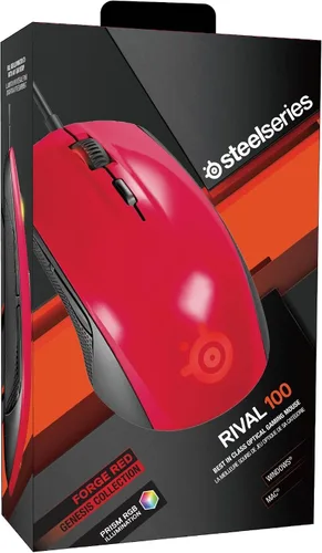 Vista 6 de SteelSeries Rival 100, ratón óptico para juegos, color rojo forjado