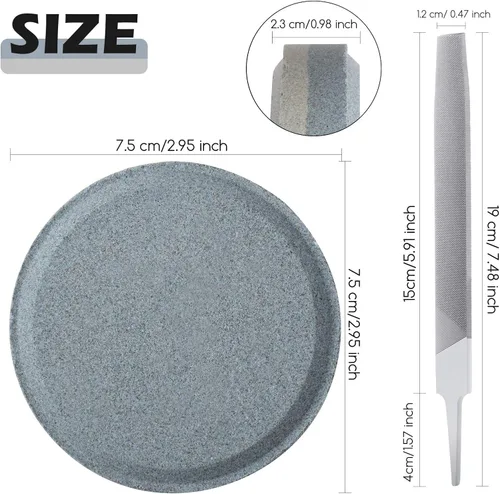 Vista 2 de Honoson Juego de sacapuntas de hacha, grano 120 y 240, piedra de afilar hacha multiusos y herramientas de corte rectangular de 7 pulgadas, disco más