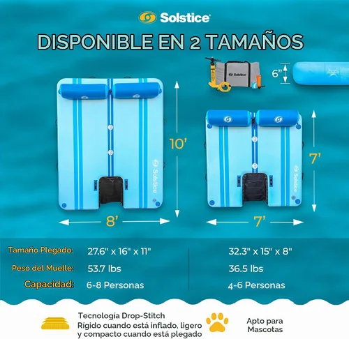 Vista 3 de SOLSTICE Inflatable Pup Plank, Dog Water Ramp for Boats & Docks - Floating Platform for Pets for Lake, River, Beach & Swimming Pool, Includes Pump