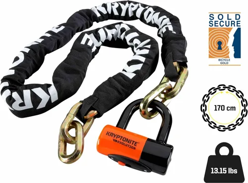 Vista 2 de Kryptonite New York FAHGETTABOUDIT 1217 - Cadena de acero antirrobo de 5.5 pies de largo, cadena de acero antirrobo resistente con llaves, máxima