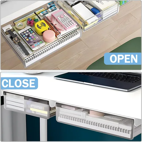 Vista 5 de SVNNELP Organizador grande de almacenamiento para mesa debajo del escritorio A4, accesorios de escritorio y organizadores de espacio de trabajo