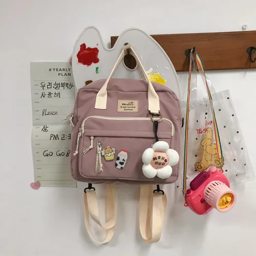 Vista 5 de Extolove Linda bolsa de mensajero, mochila kawaii, bolsa cruzada japonesa bolsa estética bolsa Ita bolsa con accesorios Kawaii