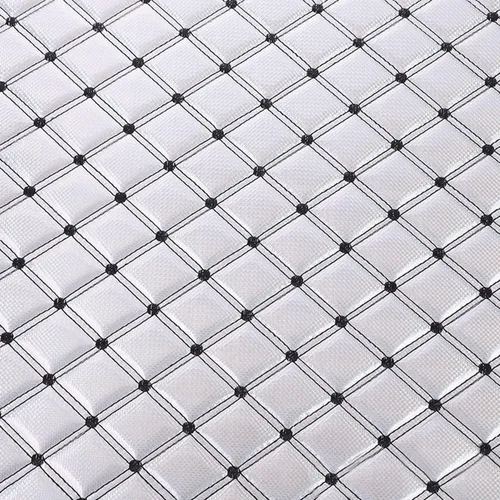 Vista 10 de Tela de piel sintética gruesa y brillante, vinilo láser de 60 x 39 pulgadas, material acolchado de esponja de cuero bordado para tapicería, sofá