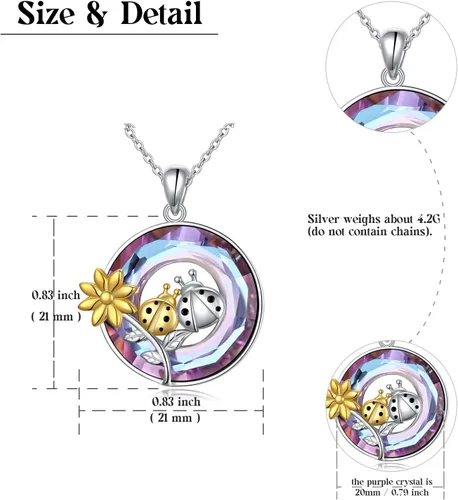 Vista 6 de Collares de animales para mujeres y niñas de plata de ley 925 con colgante de rana, mariquita, cobaya, camello, jirafa, gato, seta, paloma, joyería