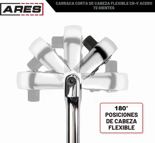 Vista 3 de ARES 42043 Flex Head Stubby Trinquete, trinquete de 72 dientes