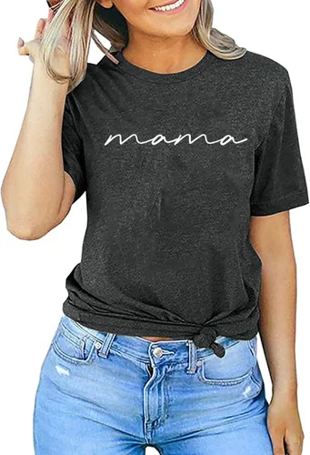Vista 2 de ASTANFY Camiseta de manga corta para mujer con estampado de letras para mamá