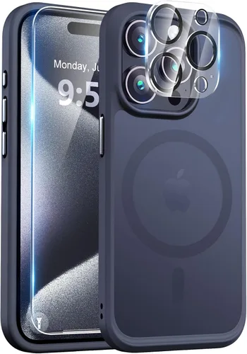 Vista 40 de BossKiss Funda compatible con iPhone 15 Pro, compatible con MagSafe, pantalla y protector de cámara, magnética, translúcida, mate, para mujeres