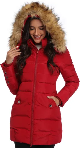 Vista 3 de Epsion - Chaqueta de invierno con capucha acolchada de plumón larga para mujer