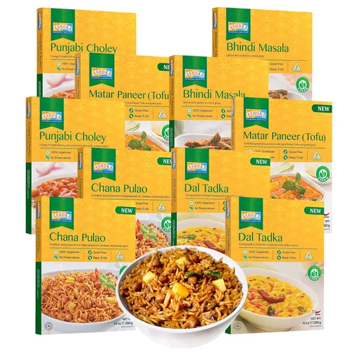 Vista 12 de Ashoka Meals 1932, kit de comidas a base de plantas, paquete variado de frijoles y arroz, comidas para calentar y servir, certificado Kosher, comida