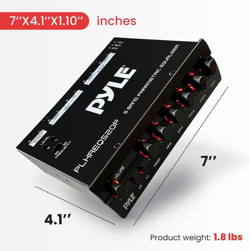 Vista 7 de Pyle Ecualizador paramétrico con subwoofer, salida de preamplificador RMS de 5 voltios con control de ganancia de subwoofer y 2 fuentes de entrada