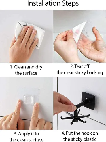 Vista 4 de Ganchos Portautensilios Colgantes Soporte para Utensilios de Cocina Gancho para Pared Montaje con Rotación de 360 Grados Gancho Plegable