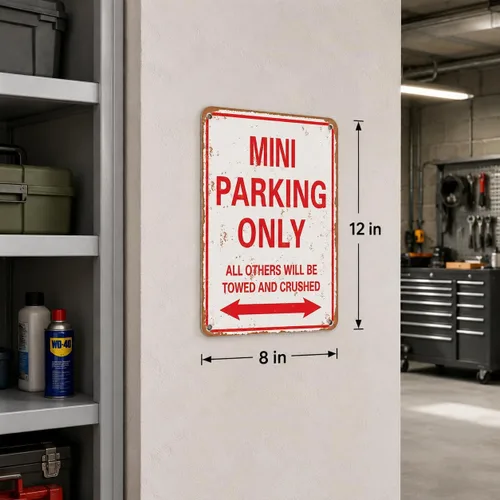 Vista 3 de Saraheve Parking only Vintage Look Funny Mental - Letrero de hojalata - 8 x 12 pulgadas - Aluminio
