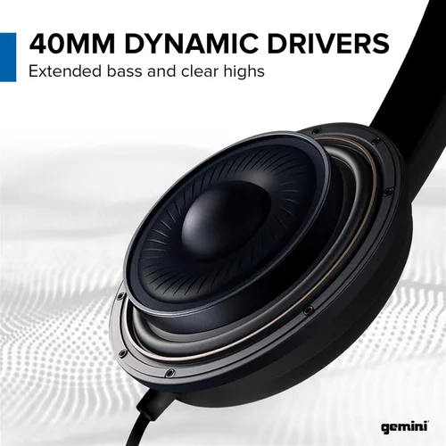 Vista 2 de Gemini Auriculares para DJ sobre la oreja, controladores de 1.575 in, color negro (DJX-200) Auriculares DJ sobre la oreja, controladores de 1.575