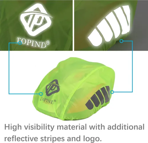 Vista 5 de TOPIND Funda para casco de bicicleta, de alta visibilidad, impermeable, con tira reflectante, a prueba de polvo, transpirable, de montaña