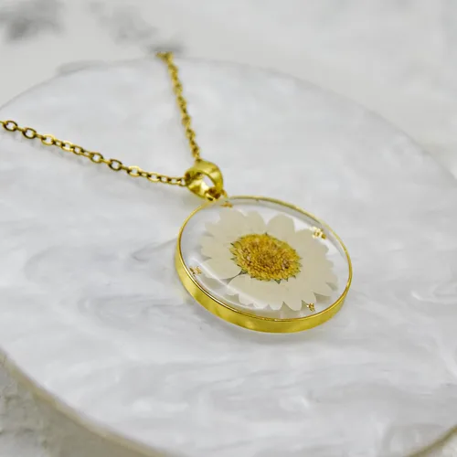 Vista 157 de Pressed Flower Necklace Gift for Women Personalized Handmade Necklaces Birth Flower Necklace