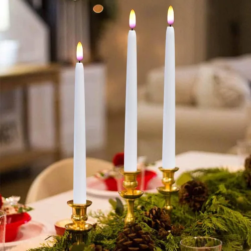 Vista 8 de Velas alargadas decorativas sin llama, con control remoto y temporizador