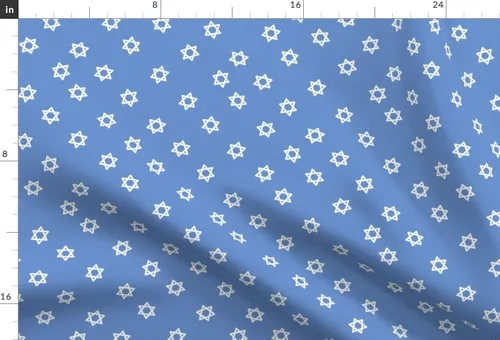 Vista 3 de Spoonflower Tela - Star of David Hanukkah Blue Winter Menorah Impreso en tela de gasa Fat Quarter - Costura Ropa de moda Vestidos Decoración