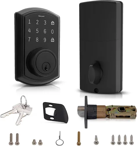 Vista 2 de Honeywell Cajas fuertes y cerraduras de puerta – Cerradura de puerta de entrada sin llave con teclado de pantalla táctil – Cerradura inteligente