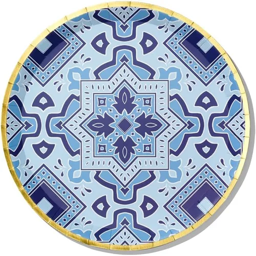Vista 8 de Coterie Platos azules y dorados (juego de 10 platos pequeños marroquíes, azul marino, agradables para bodas, despedidas de soltera, cenas y fiestas)
