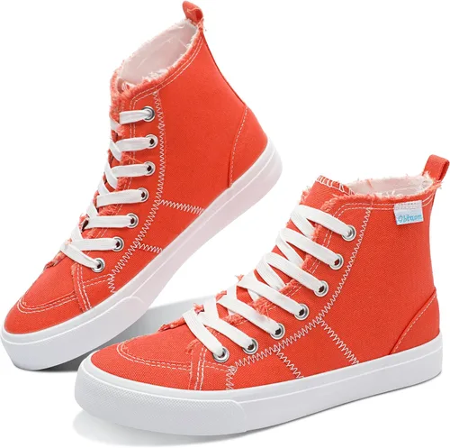 Vista 28 de Obtaom Zapatos de lona de alta calidad para mujer/hombre para jugar a media pantorrilla, zapatillas de deporte de moda casuales con cordones de alta