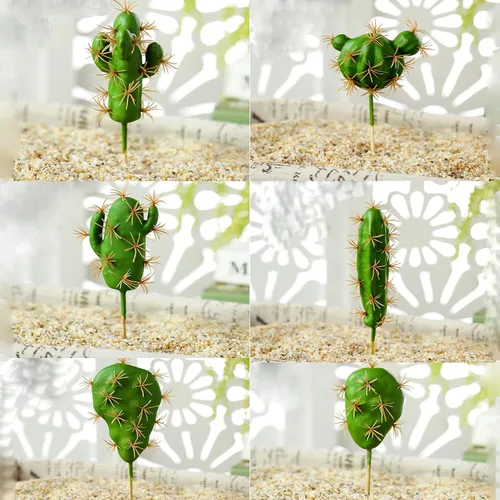 Vista 7 de HinyoCo 6 piezas de cactus artificiales de imitación de cactus, arreglo floral, material vegetal verde para decoración del hogar y la oficina