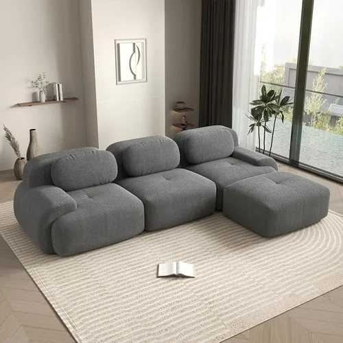 Vista 118 de Sofá biplaza moderno de 80 pulgadas para sala de estar, sofá de pana en forma de nube con asiento profundo, sofá modular negro, sofás de dos plazas