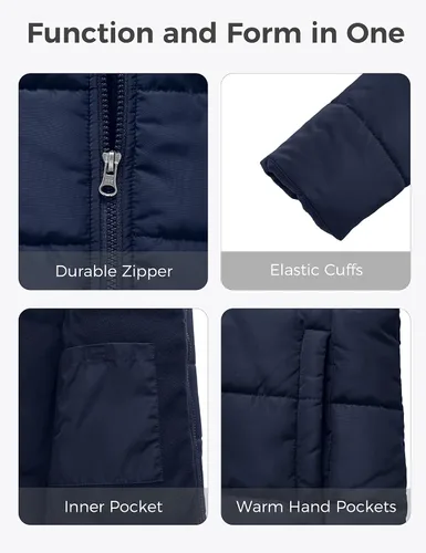 Vista 6 de Wantdo Chaqueta acolchada de invierno para mujer abrigo de invierno grueso chaqueta acolchada cálida con capucha