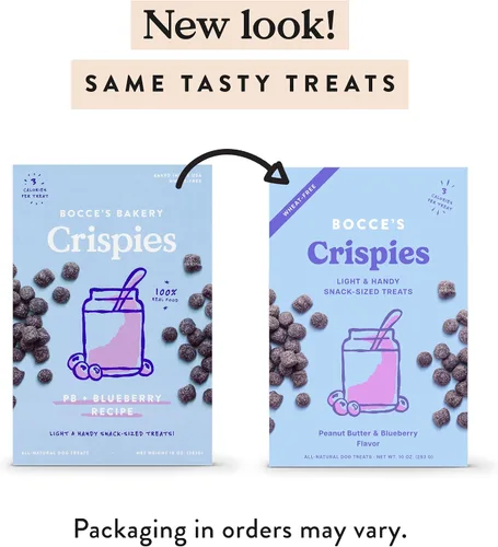 Vista 2 de Bocce's Bakery PB + Blueberry Crispies Golosinas para Perros Bajas en Calorías Sin Trigo, 10 oz