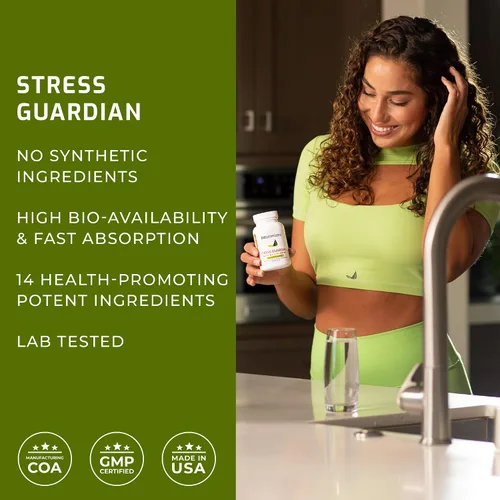 Vista 5 de BIOptimizers Stress Guardian - Cápsula para aliviar el estrés - Manejo de apoyo al descanso - 45 cápsulas