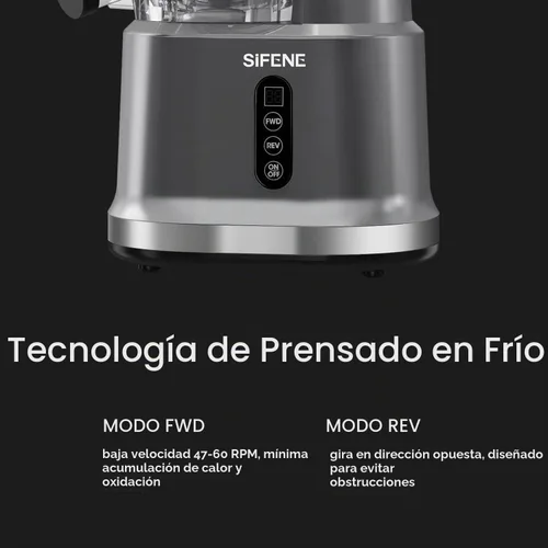 Vista 4 de SIFENE - Exprimidor de apio de prensa fría de 200 W, color gris
