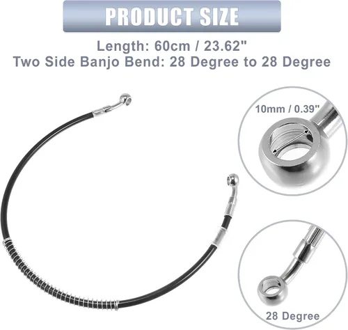 Vista 4 de Motoforti 23.62 pulgadas de longitud 0.394 in ID motocicleta línea de freno hidráulico tubo de manguera de aceite de acero inoxidable trenzado cable