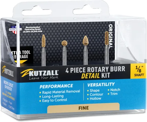 Vista 9 de Kutzall Kit de fresas rotativas de 5 piezas, eje de 1⁄8 pulgadas, grano variado, brocas para tallar madera para Dremel, Foredom, Ryobi, DeWalt