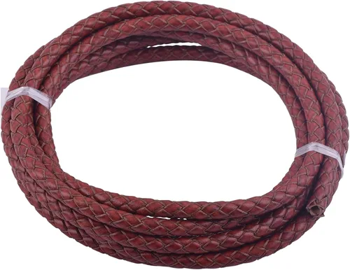 Vista 72 de 2 yardas 8.0mm Cordón redondo de cuero trenzado auténtico marrón antiguo para corbata de bolo
