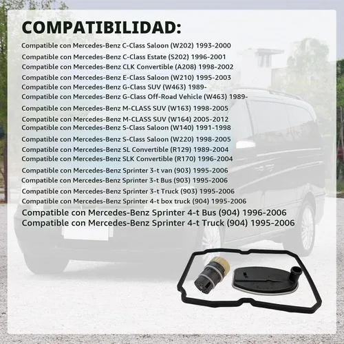 Vista 4 de Filtro de Aceite de Transmisión Automática + Junta del Cárter de Aceite + Adaptador de Tapón Para Mercedes Benz 722.6 Para Chrysler Para Dodge Para