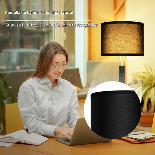 Vista 4 de Lámparas de pie doradas para sala de estar, lámpara de pie regulable sin escalones con control remoto, temperatura de color y brillo ajustables