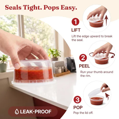 Vista 5 de Recipientes de plástico de 8 onzas con tapas (48 juegos/96 piezas) recipientes de sopa de plástico sin BPA con tapas, aptos para microondas
