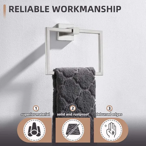 Vista 7 de Angle Simple SUS 304 - Toallero cuadrado de acero inoxidable para pared de baño, 7.09 pulgadas
