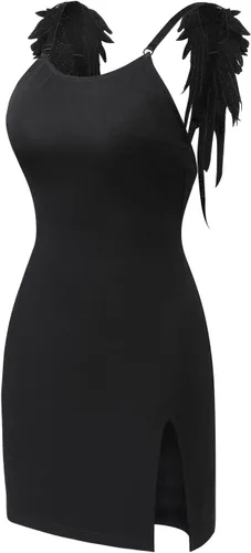 Vista 6 de PrettyInCuffs Minifalda de algodón para mujer, con cuello de vampiro