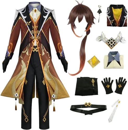 Vista 8 de Zhongli - Disfraz de cosplay de Zhongli, uniforme de Halloween, traje para carnaval