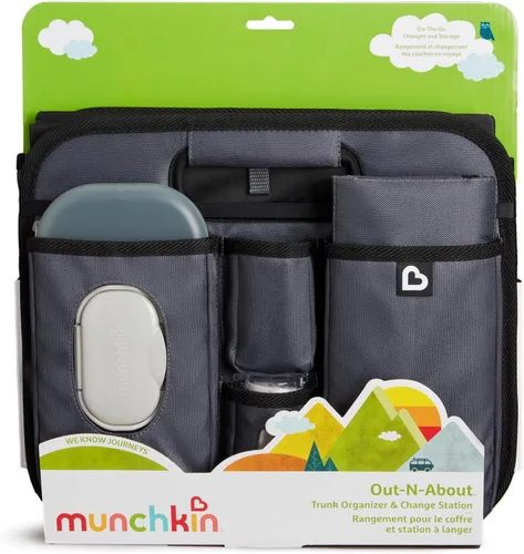 Vista 2 de Organizador de maletero Munchkin Out-n-About para SUVs y coches con almohadilla portátil para cambiar pañales y toallitas húmedas para bebés
