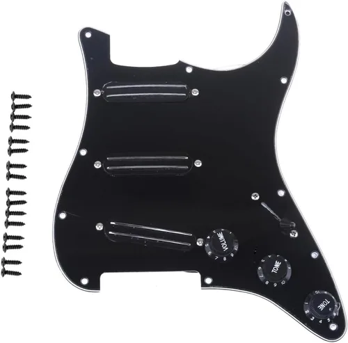 Vista 16 de Musiclily Golpeador ST-SSS básico precableado con mini riel de cerámica Humbucker para guitarra eléctrica Strat Style, 3 capas blanco envejecido