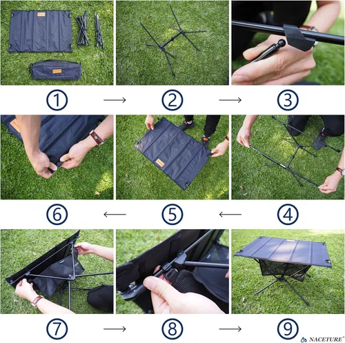 Vista 4 de NACETURE Mesa de camping ultraligera – Mesa de camping plegable con malla de almacenamiento para accesorios de equipo de camping, senderismo
