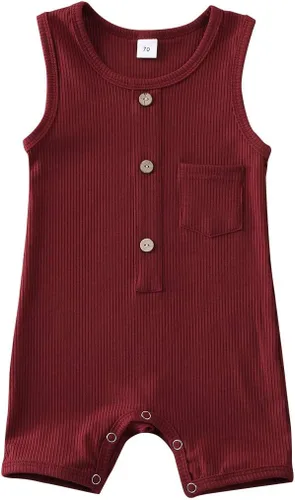 Vista 14 de Mameluco para bebé niña y niño, mono liso de una pieza, sin mangas, ropa de bebé de una pieza, trajes de verano beige (A-Beige)
