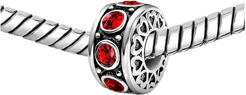 Vista 2 de KunBead Abalorios de cuentas de corazón de cumpleaños con piedra natal de enero a diciembre, compatibles con pulsera Pandora para mamá, hija