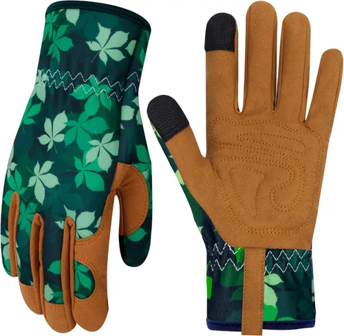 Vista 52 de Guantes de Jardinería de Cuero MERTURN para Mujeres, Guantes de Jardín a Prueba de Espinas, Guantes de Trabajo Compatibles con Pantalla Táctil