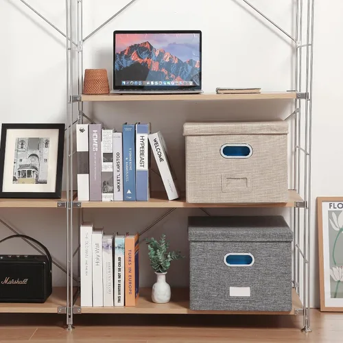 Vista 6 de Organizador de archivos, caja de almacenamiento plegable para oficina, caja de archivos con tapas, organizador de documentos para oficina y hogar