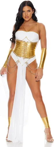 Vista 3 de Forplay Disfraz de diosa para mujer, conjunto de disfraz sexy de Toga de belleza inmortal