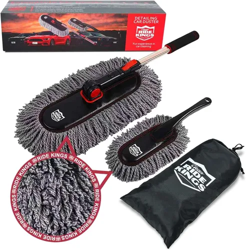 Vista 10 de Plumero para Auto Exterior Sin Rayones con Mango Extensible, Kit de Cepillo para Auto para Camión, SUV, RV y Motocicleta, Plumero para Limpieza, Sin