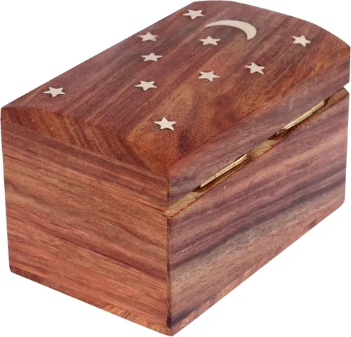 Vista 4 de ITOS365 Joyero de madera hecho a mano para mujer, organizador de joyas tallado a mano, Madera