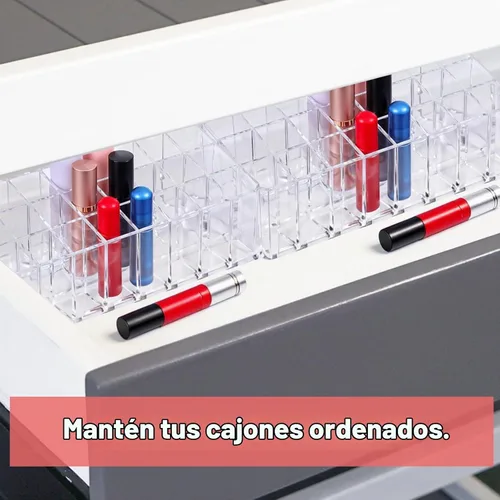 Vista 5 de Organizador de perfumes Rollerball, 2 unidades, 48 espacios, soporte de almacenamiento de perfume acrílico transparente, soporte de aroma